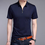 iSurvivor 2019 Men Smart Casual Business Dress T Shirts Tees Male Fashion Slim Fit Turn Down Collar Short Sleeve T Shirts Hombre