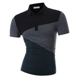 iSurvivor 2019 Men Turn Down Collar Patchwork Summer Short Sleeved T Shirts Tees Male Casual Fashion Slim Fit T Shirts Hombre