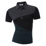 iSurvivor 2019 Men Turn Down Collar Patchwork Summer Short Sleeved T Shirts Tees Male Casual Fashion Slim Fit T Shirts Hombre