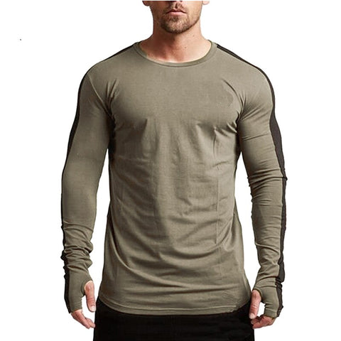 iSurvivor 2019 Men Patchwork Long Sleeved O Neck T Shirts Tees Male Causal Fashion Slim Fit Large Size Spring Summer T Shirts
