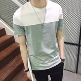 Men T Shirt Casual O-neck Patchwork T-shirt Men Short Sleeve Tee Shirt Men Clothing Tee Tops Balck and White